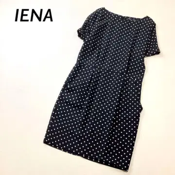 [새상품급] IENA 도트 반팔 원피스 블랙
