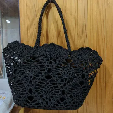 페이퍼 레이스 숄더 토트백 카고백 블랙