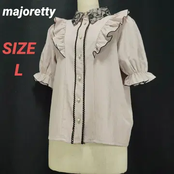 majoretty 블라우스 프릴 하트 버튼 레이스 칼라 L