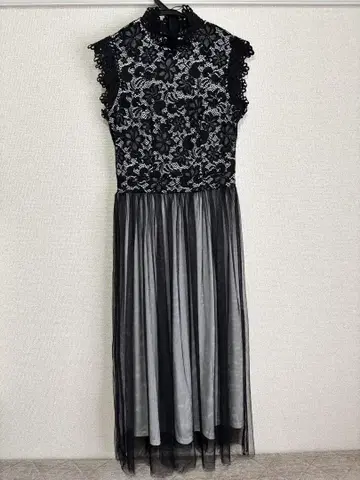 SHEIN 블랙 레이스 튤 롱 드레스 S 사이즈