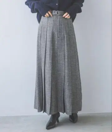 JEANASIS 벨트 라메 체크 롱 스커트 미사용 새상품