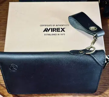 AVIREX 블랙 장지갑 인증서 포함