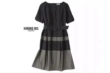 HIROKO BIS 무릎 기장 원피스 반팔 블랙/그레이