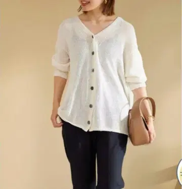 이에나 테이프 얀 2WAY V넥 가디건