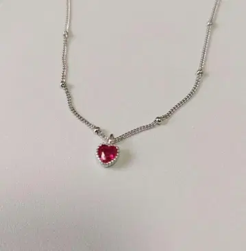 [새상품] 하트 모양 핑크 목걸이