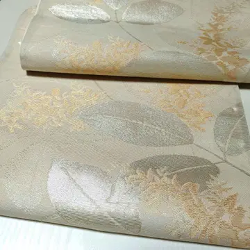 여름 오비 후쿠로 오비 육통 무늬  은사 오렌지색 꽃 앤티크