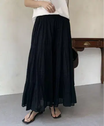 DouDou 인도 면 캉캉 스커트 블랙
