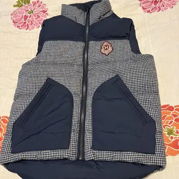 Tommy hilfiger 다운 베스트 네이비 & 체크 무늬 리버서블