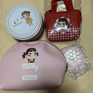 새상품 미사용 페코짱 레어 파우치 케이스 거울 빈 캔 4점 세트
