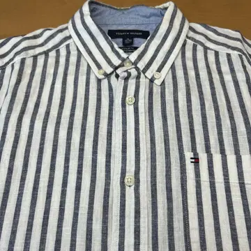TOMMY HILFIGER 타미 스트라이프 패턴 반팔 셔츠