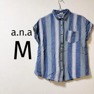 8 a.n.a 스트라이프 반팔 셔츠 M 상의 셔츠 구제 의류 여성용