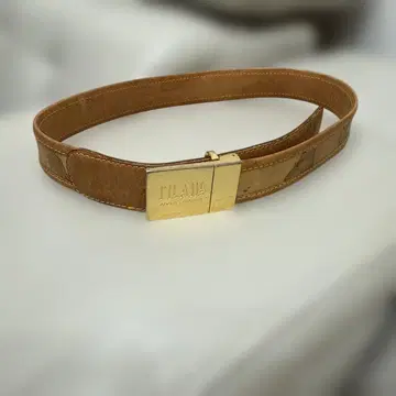 레트로 프리마클라쎄 지도 프린트 가죽 벨트 골드 버클