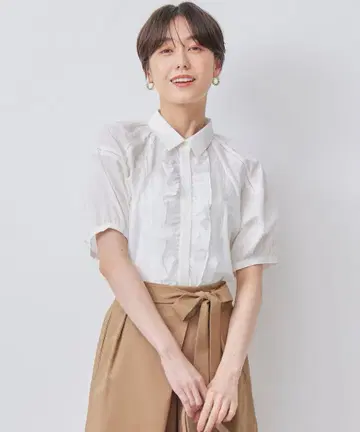 새상품 미사용 쿠미쿄쿠 내추럴 론 프릴 블라우스 상의 블라우스 셔츠