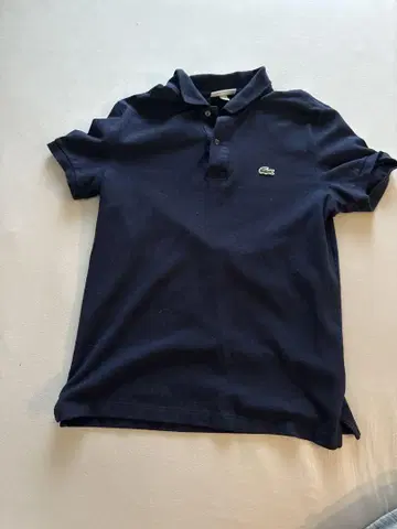 LACOSTE 슬림 핏 피케 셔츠 네이비 US M
