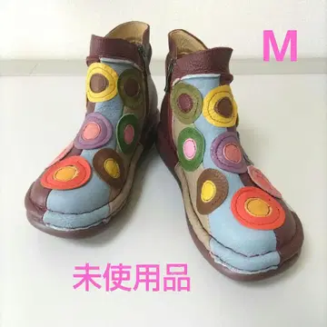 Estacion 에스타시온 컬러풀 모티브 천연 가죽 숏부츠 / M