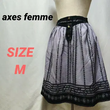 axes femme 엑시즈팜 플레어 스커트 무릎 기장 음표 패턴 M