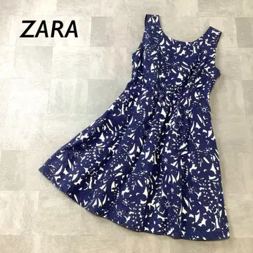 ZARA 올 패턴 슬리브리스 미니 원피스 네이비
