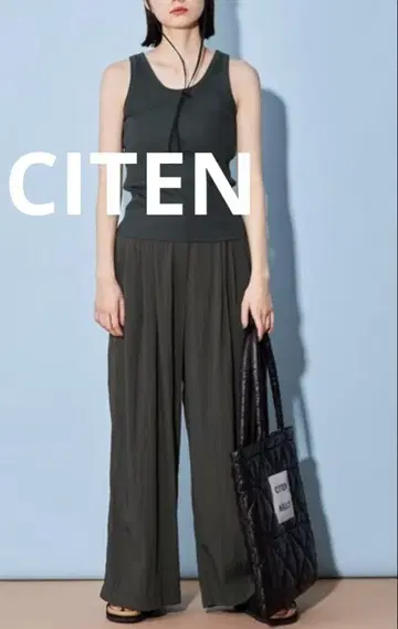 CITEN 시텐 3턱 이지 와이드 팬츠 다크 브라운 레이온 혼방