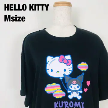 Hello Kitty 프린트 반팔 t셔츠 티셔츠 블랙 C6
