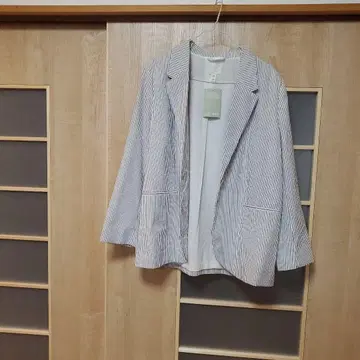 스트라이프 테일러드 자켓 화이트/블루