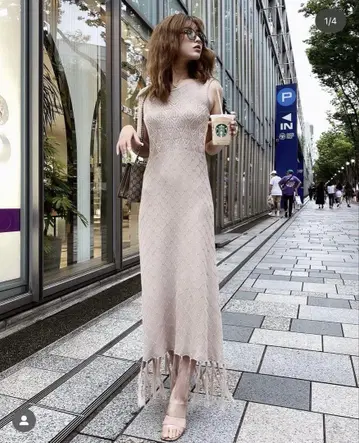 darich 백 오픈 니트 롱 원피스