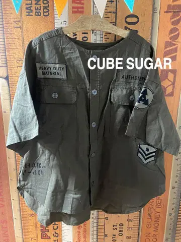 CUBE SUGAR 넉넉하고 귀여운 노카라 밀리터리 셔츠