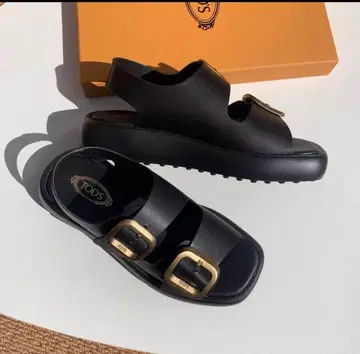 TOD'S 블랙 더블 스트랩 스타일리시 샌들 37