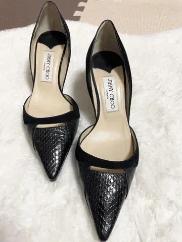 JIMMY CHOO 블랙 스웨이드 하이힐 스틸레토 375cm 새상품급
