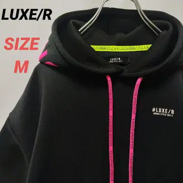 LUXE/R 럭스 후드티 후디 반팔 남성용 블랙 로고 M
