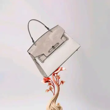 새상품 왕홍 한국 숄더백 그레이 & 화이트 크로커다일 패턴