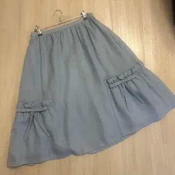 Rene 르네 무릎 기장 플레어 스커트 블루 색스 M 36