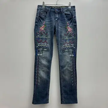 인기 Desigual Exotic Jeans 자수 스키니 데님