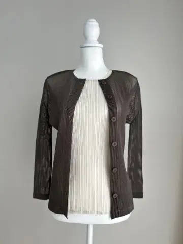 브라운 메쉬 가디건
