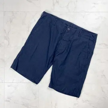 MHL. 린넨 혼방 하프 팬츠 숏 네이비 사이즈 2L*FD1194