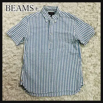 BEAMS+ 스트라이프 시어서커 피케 셔츠 세탁 가능