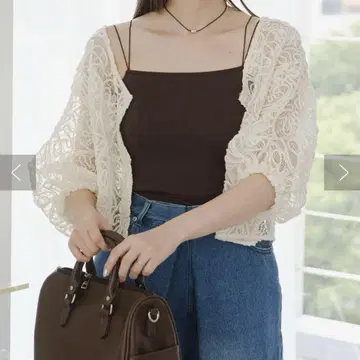kastane 시어 레이스 5분 소매 가디건