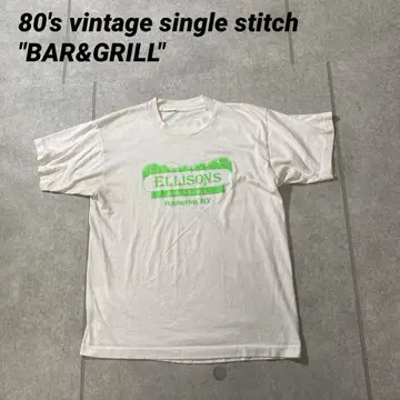 80년대 싱글 스티치 기업 물품 음식점 뉴욕 BAR&GRILL 화이트 M