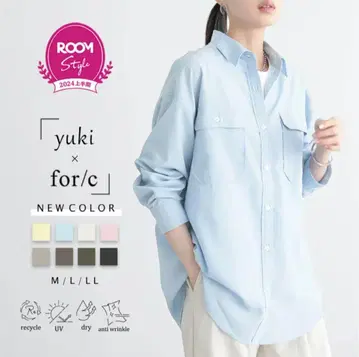 yuki(도키코) x for/c 콜라보 속건 UV 컷 더블 포켓 셔츠