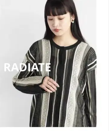 새상품 RADIATE 2WAY 스트라이프 자카드 니트 가디건 시어