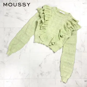moussy 숏 기장 프릴 니트 라이트 그린 사이즈 F*FD497