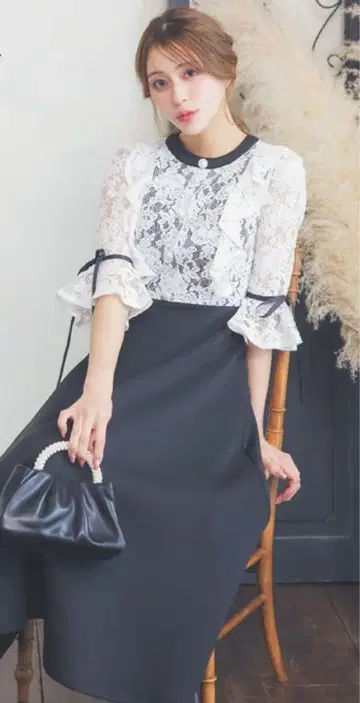 플라워 레이스 7부 소매 결혼식 경사