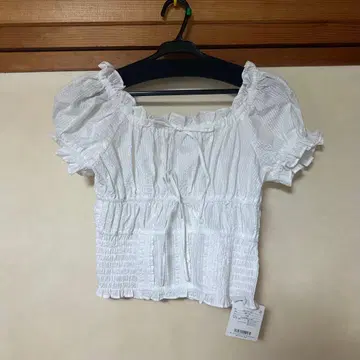 SLY cotton 레이스 퍼프 슬리브 tops