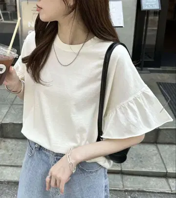 [새상품] Discoat 피그먼트 프릴 티셔츠