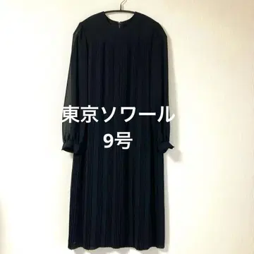 도쿄 소와르 블랙 포멀 플리츠 디자인 원피스