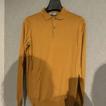 JOHN SMEDLEY 머스타드 긴팔 피케 셔츠 S