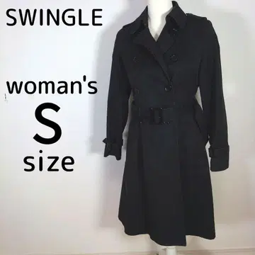 SWINGLE 여성용 S 아우터 네이비 트렌치코트 긴팔