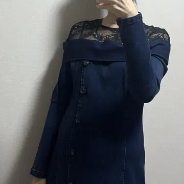 새상품급 miss sixty 미스 식스티 레이스 데님 맥시 원피스 장신