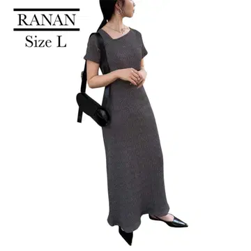 전체 슬림 그레이 아지메 넥 원피스 RANAN L