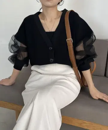 CAPRICIEUX LE'MAGE 소매 시어 가디건