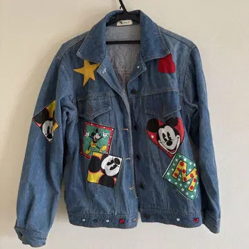 90's Disney 미키 데님 자켓 패치워크